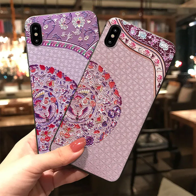 JIBAN для samsung S10plus Note9 S8plus Capa китайский стиль тисненый античный рукав силиконовая