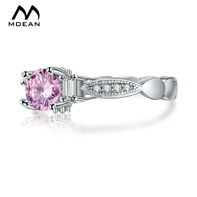 MDEAN белое золото цвет свадебные кольца для женщин розовый AAA Циркон Винтаж Jewelry