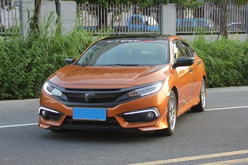 Автомобильный мигающий светодиодный DRL дневные ходовые огни для Honda Civic 10th сигнал поворота желтый с отверстием противотуманной фары