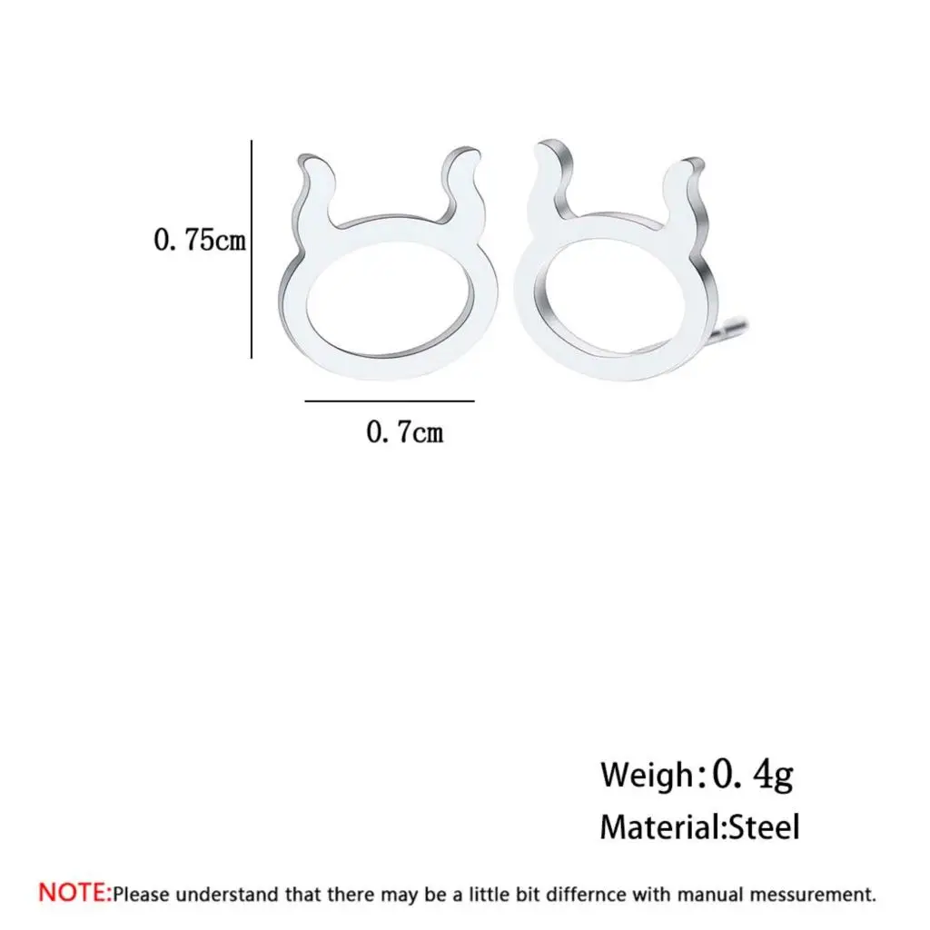 Женские серьги гвоздики со знаками Зодиака Телец|Серьги-гвоздики| |