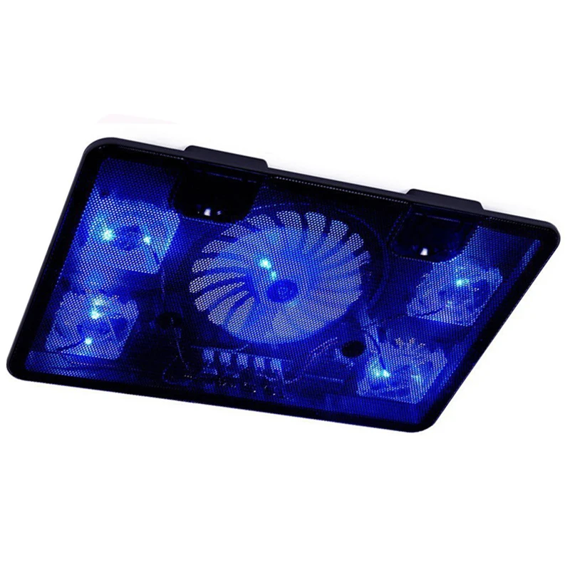 

Laptop Cooler Pad 14" 15.6" 17" with 5 fans 2 USB Port slide-proof stand Notebook Cooling Fan with light