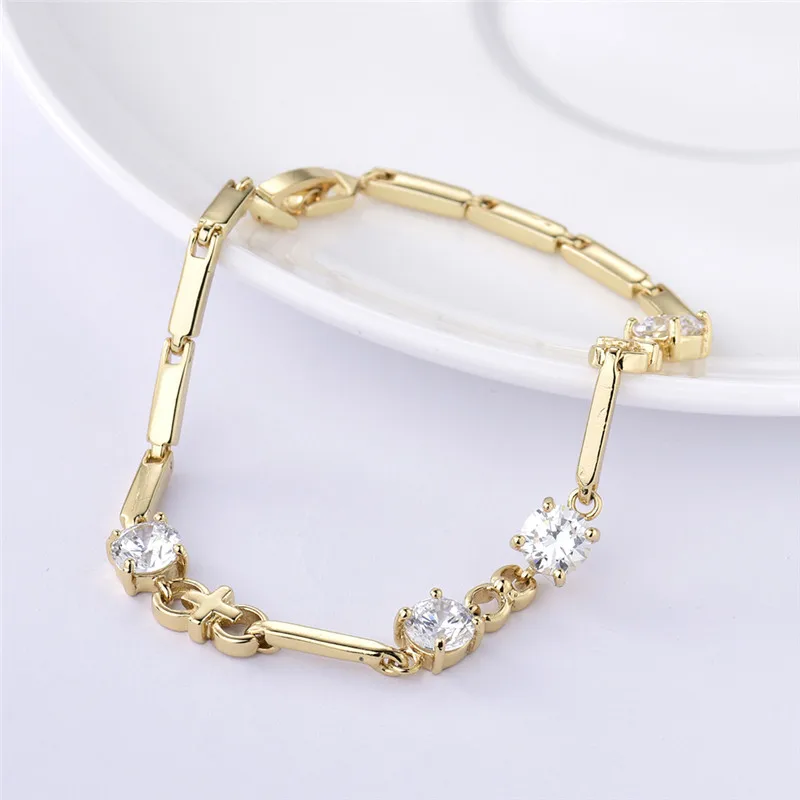 Женский браслет с цирконием BUDONG винтажный из чистого золота и серебра 19 см |