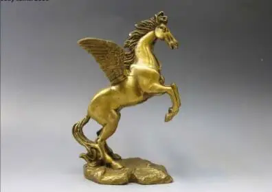 Продуманная китайская латунная статуя животного Пегаса греческой мифологии