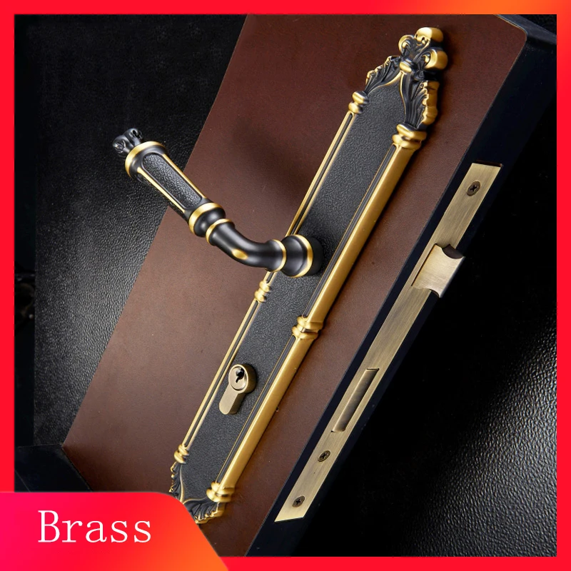 Черный/золотой Латунный Дверной замок в американском стиле ручка для