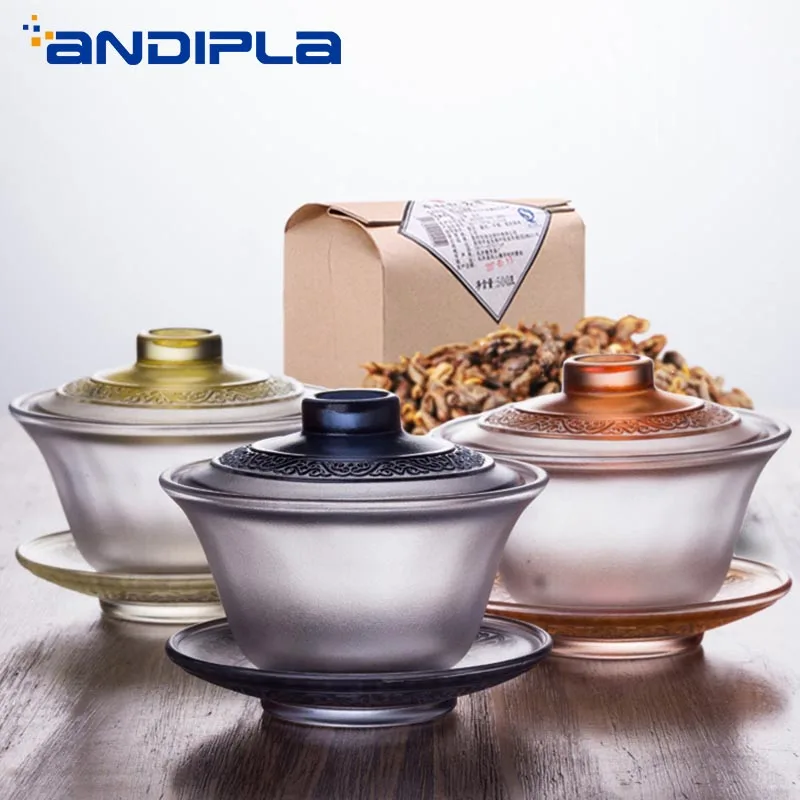 170 мл бутиковая Цветная глазурь Gaiwan чайный горшок стеклянная чашка и блюдце