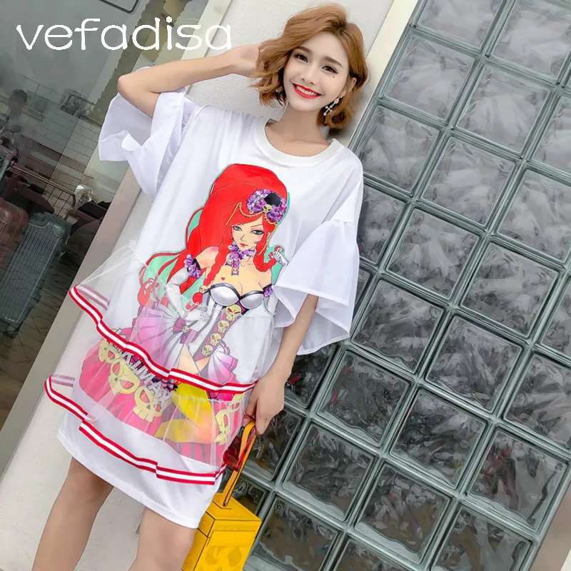 Vefadisa плюс Размеры платье для Для женщин 2018 летняя одежда с расклешенными
