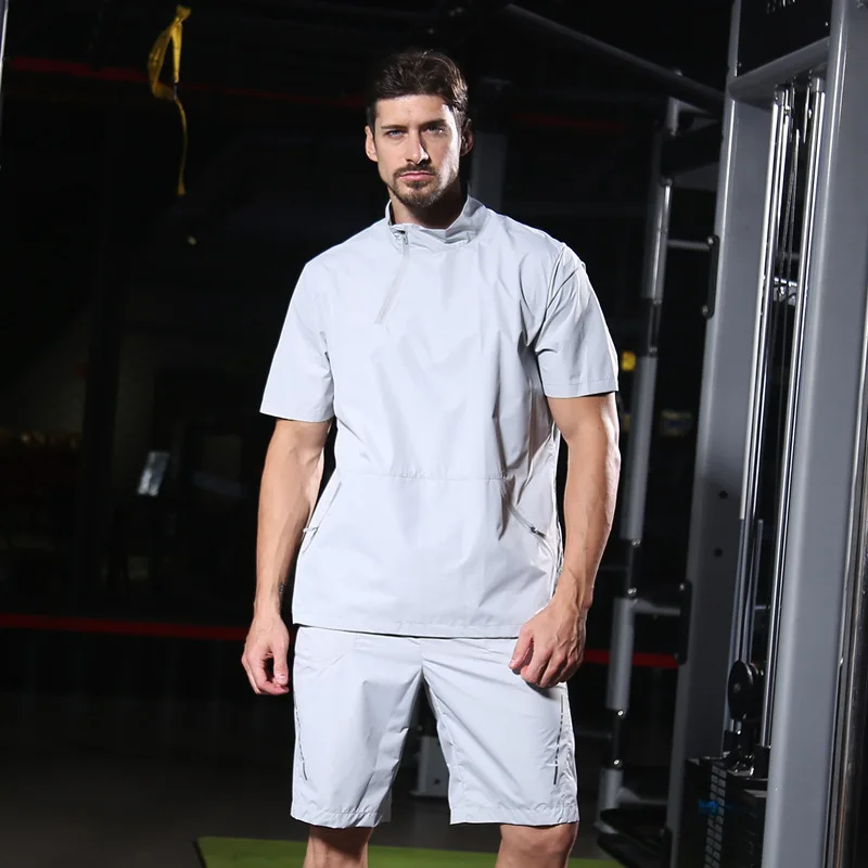 Мужской спортивный костюм для сауны шорты с коротким рукавом спортивная одежда