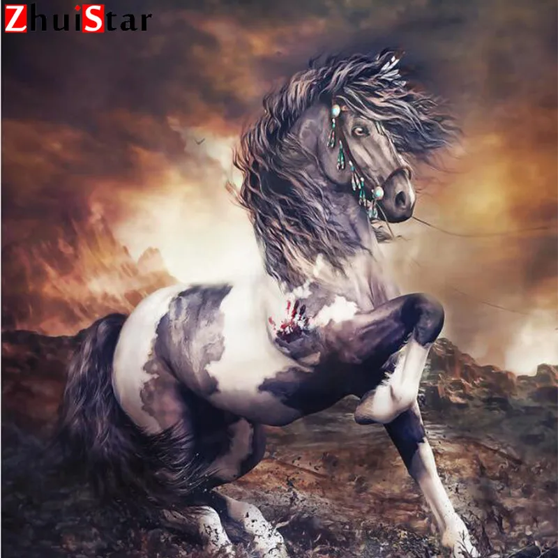 Diamond painting 5D DIY diamond embroidery animal horse square mosaic cross stitch rhinestone crafts home decoration ZWQ | Дом и сад