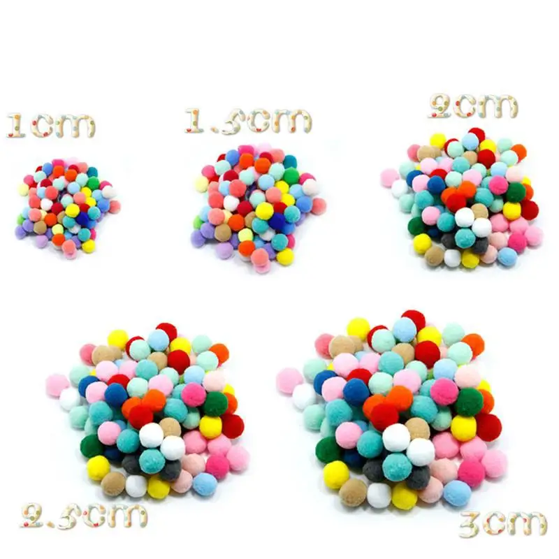 Mixed Urijk 100 шт. 10/15/20/25/30 мм Мини пышная Нижняя Pom Poms Рождественский помпон шар Войлок со шпилькой, креативный, ручная работа, детские игрушки, DIY Швейные Ремесло - Color: Mixed