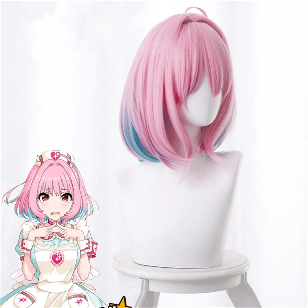 The idolmaster Золушка девушки косплей парики Yumemi Riamu 30 см короткий парик + шапочка для