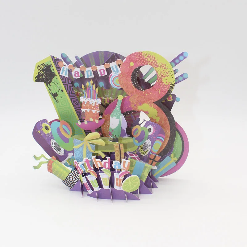 3D лазерная резка ручной работы резьба 18 лет День Рождения Бумажные приглашения