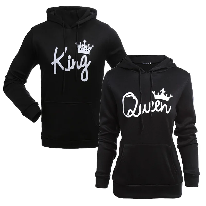 KING queen с принтом короны Для мужчин женщин осень толстовки Тонкий Толстовка для