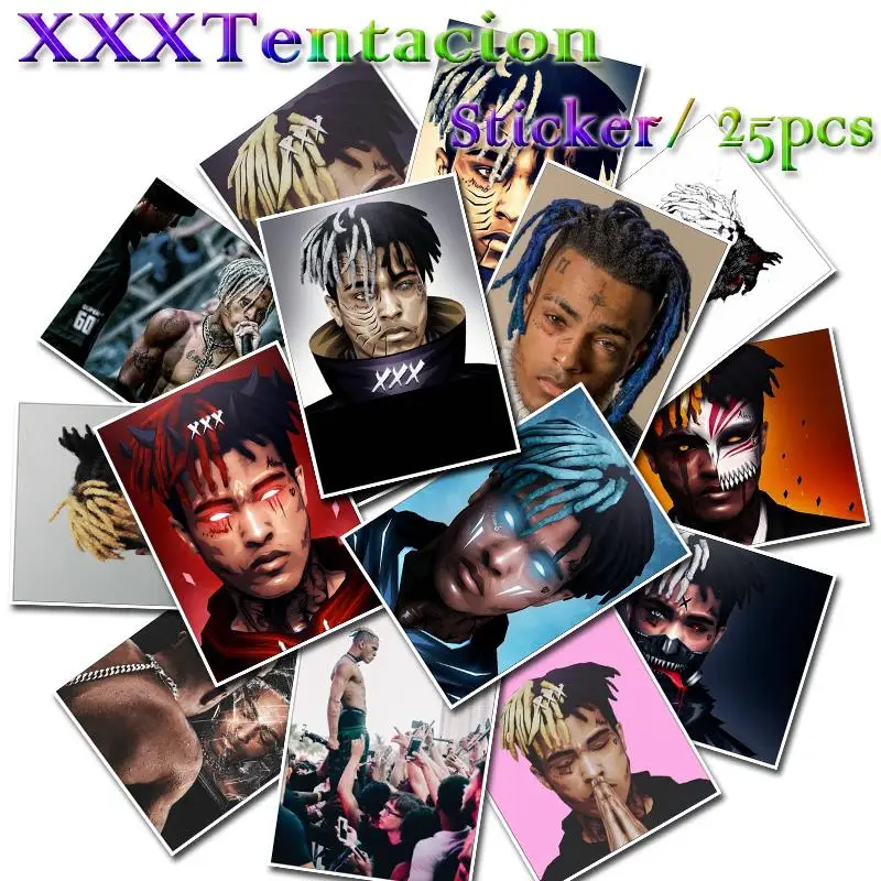 25 шт. американский рэппер Xxxtentacion Плакат Наклейка на чемодан для скейтборда