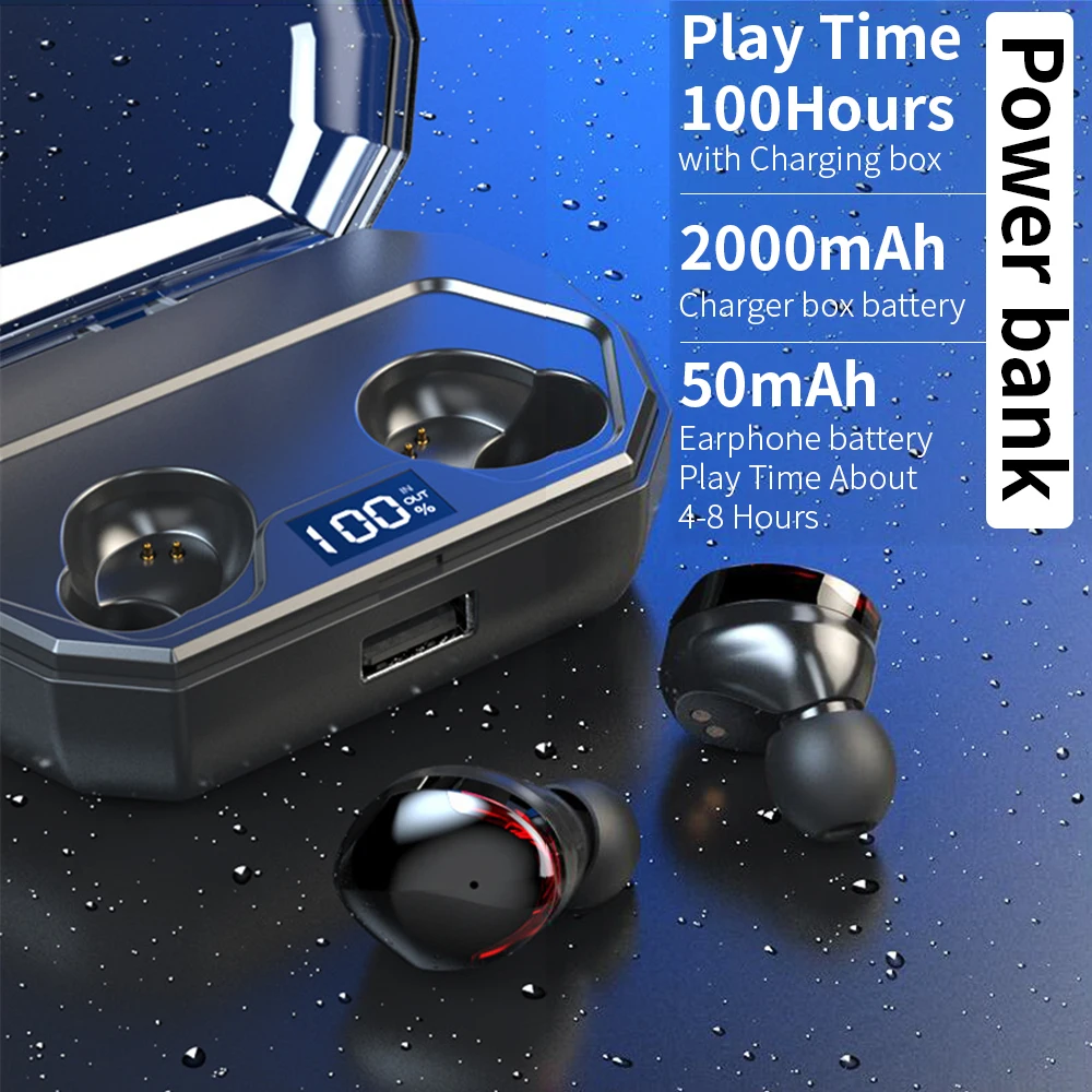 TWS R10 беспроводные наушники 5 0 Bluetooth 3D глубокий бас IPX5 для улицы с 2000 мАч