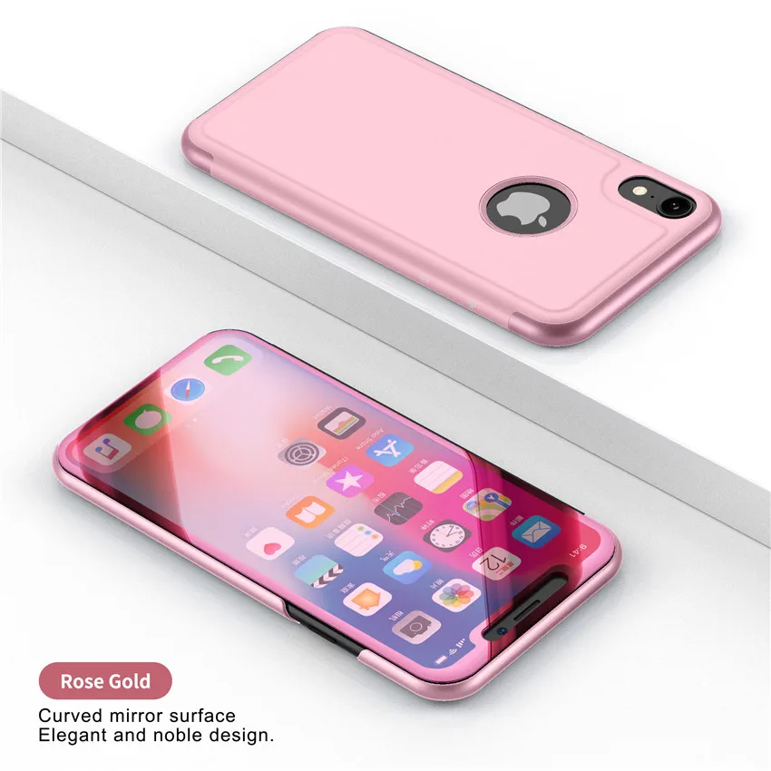 Роскошный сенсорный флип-чехол-подставка для iphone X, XR, XS, MAX, 8, 7, 6, 6S Plus, 5, 5S, Se, зеркальная защита 360 градусов, полный Чехол для iphone XS