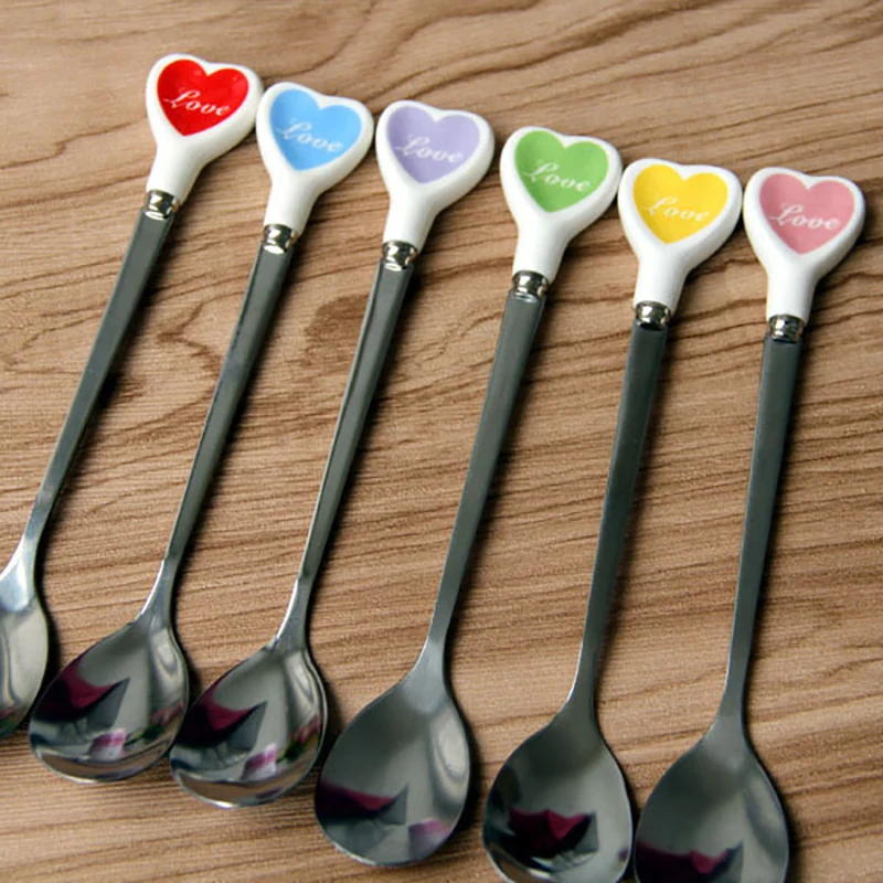 

LOVE Creative Heart Shape Coffee Spoon For The Lovers English Style Teacup Saucer Gift JCFCJ248