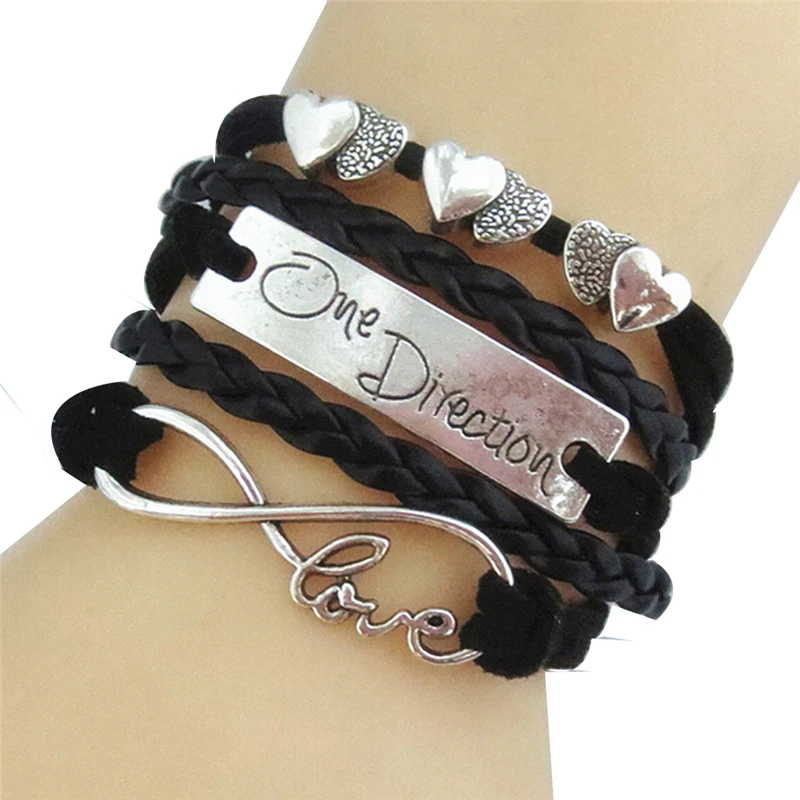 Новинка 2018 популярный кожаный браслет сделай сам с надписью бесконечность