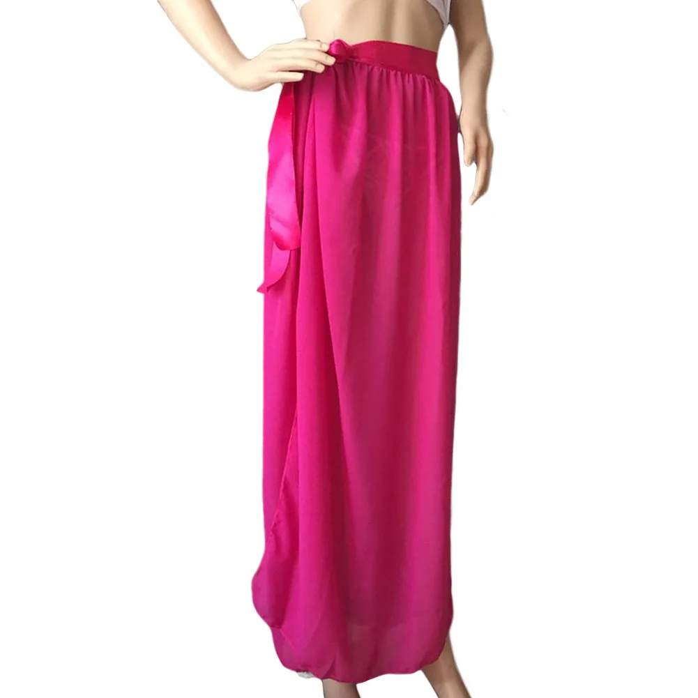 Yvonne Women Swim Sunscreen Bikini Chiffon Sarong Side Slit Beach Skirt Maxi Swimsuit Cover Swimwear | Женская одежда