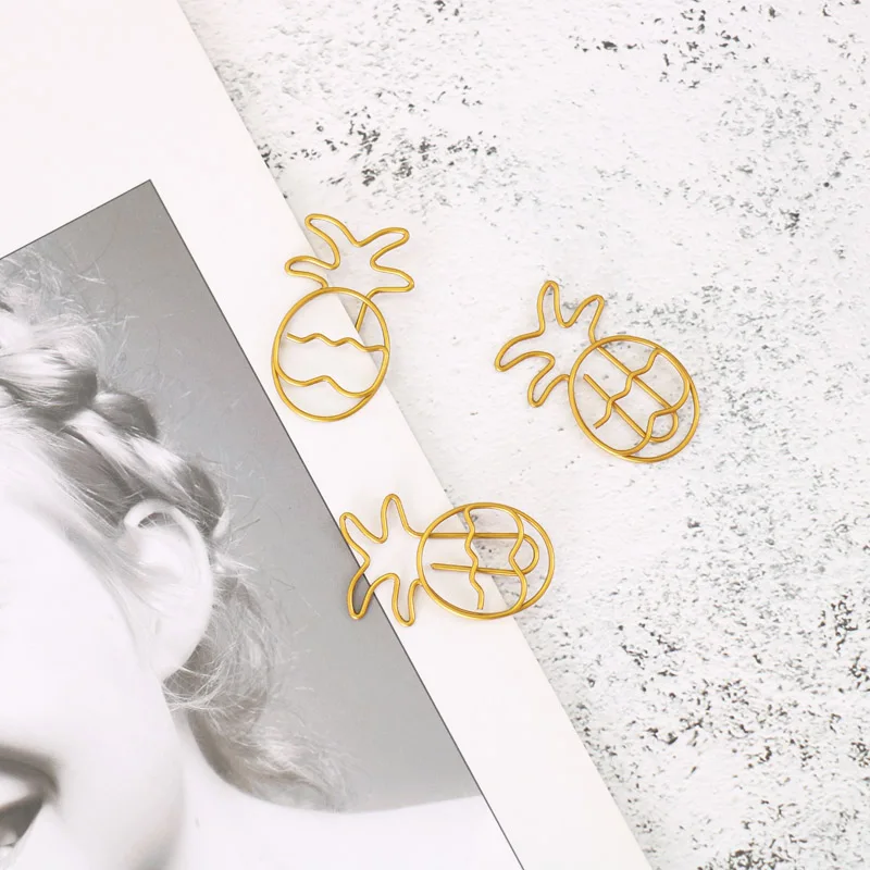 4 шт./упак. Зажимы для бумаги в форме ананаса золотистые зажимы металлический