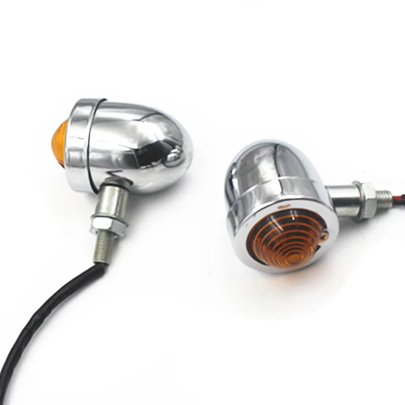 

2x Motorcycle Bullet Turn Signal Light Blinker Amber Bulb Indicator Lamp Chrome Universal Cruiser Chopper