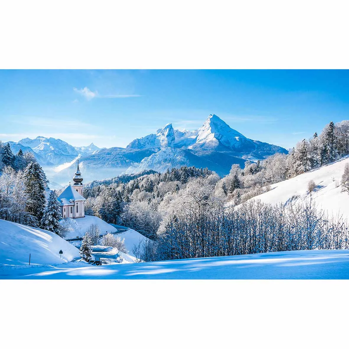 Allenjoy Новые поступления фотографический фон синий снег церковь холодная Красивая