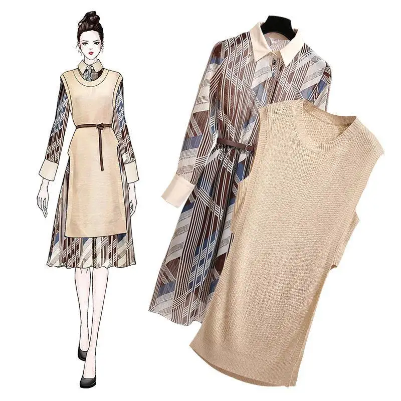 Женское трикотажное платье-свитер в Корейском стиле 2 предмета |