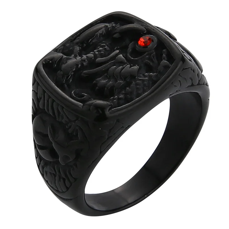 black Valily мужское Золотое черное кольцо, Золотое кольцо с красным камнем, кольцо в виде глаза, Винтажное кольцо на палец из нержавеющей стали в стиле панк, ювелирные изделия для мужчин - Цвет основного камня: black