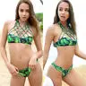 Newest Women Bikini Set Padded Push-up Swimsuit floral Print Bathing Suit bandage halter Swimwear Low waist mesh Beachwear 2018 | Спорт и