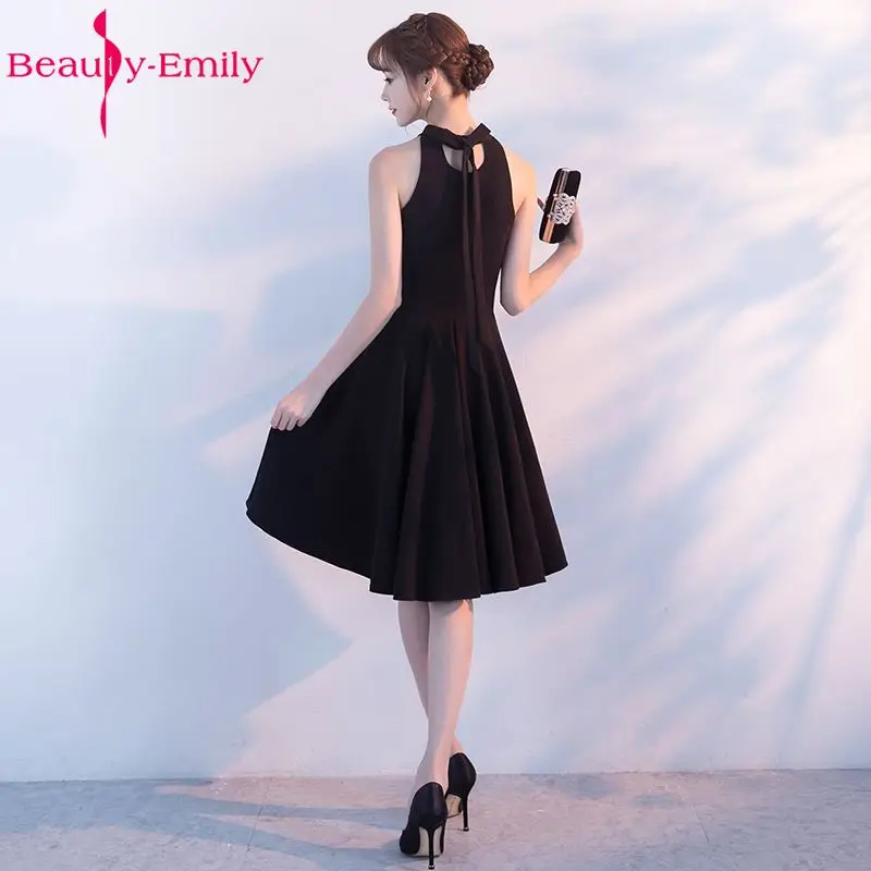 Женское Короткое платье трапеция Beauty Emily черное для выпускного вечера вечернее