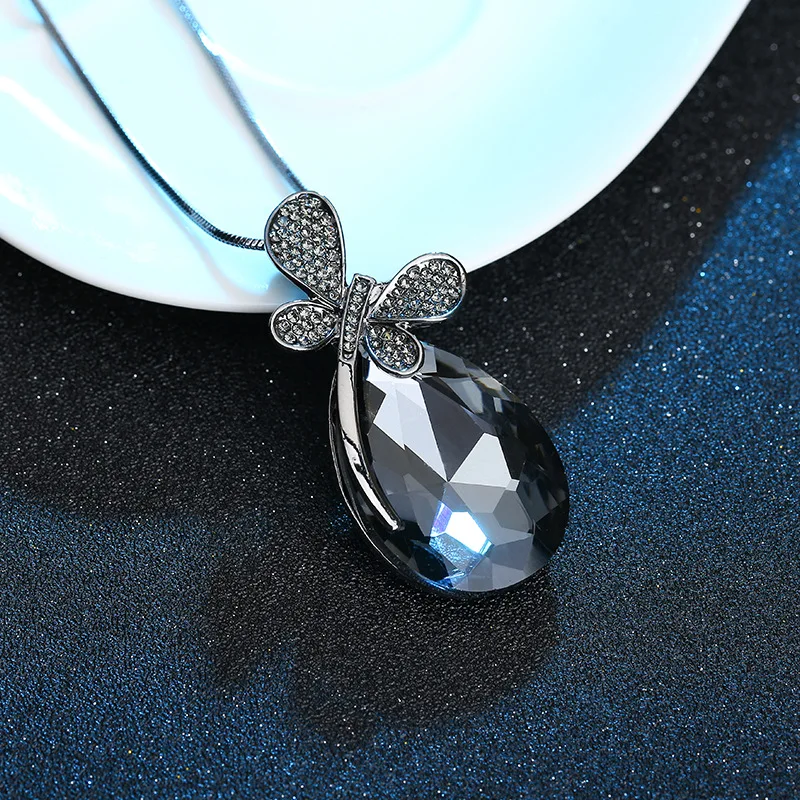 Женское модное ожерелье с подвеской в виде капель кристаллами | Украшения и