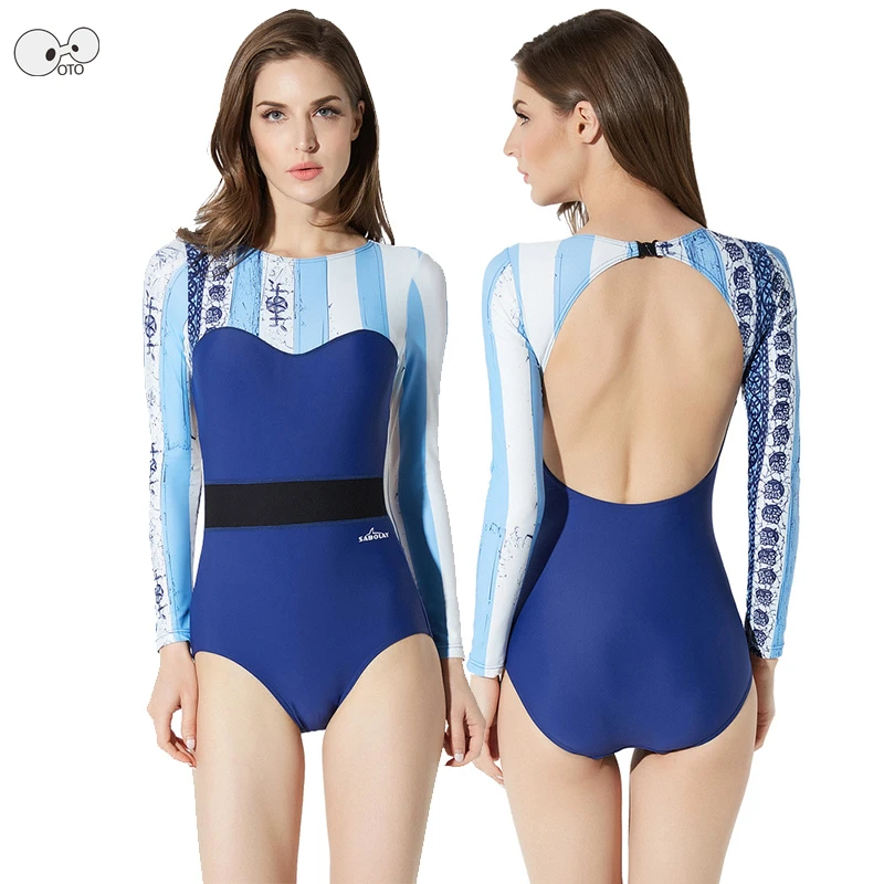 Летние UPF50 + женское платье с длинным рукавом Рашгард купальный костюм новый 2019