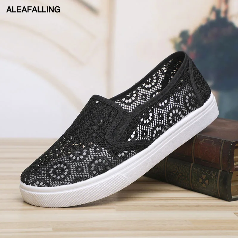 Aleafalling/Женская дышащая обувь на плоской подошве Обувь мягкой Дышащая шнуровке