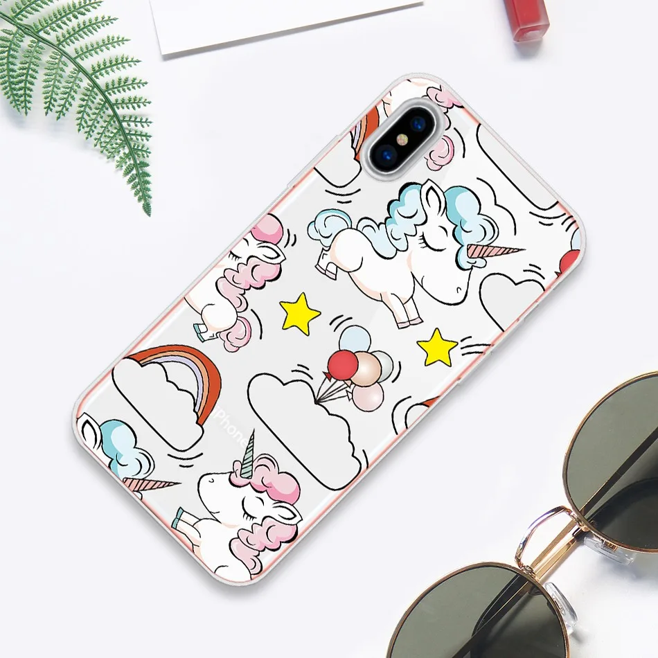 Для iphone X Case Small Голубой цветок Мягкий Пластик Coque для 6 7 8 плюс воздушный шар