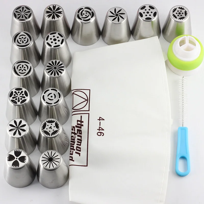 Peças de Bicos de Confeiteiro de Festas Bicos de Confeiteiro para Decoração de Bolo Bolsas de Algodão para Confeitaria Ferramentas de Confeiteiro Mujiang 16 Diy