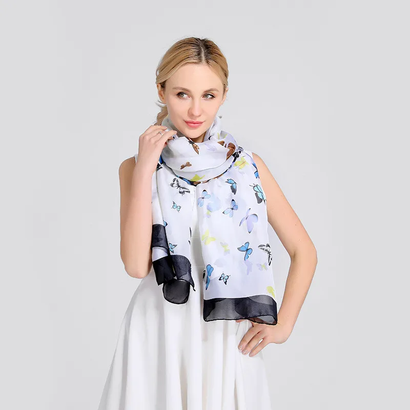 Женский шелковый шарф в горошек роскошный брендовый хиджаб богемном стиле 2018 |