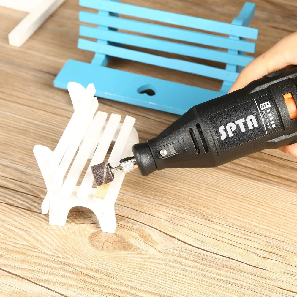 SPTA 110V 130W Variable Speed Electric Dremel Rotary Tool Mini Drill+ Safety Glasses+ 15Pcs Accessories for Cutting Grinding