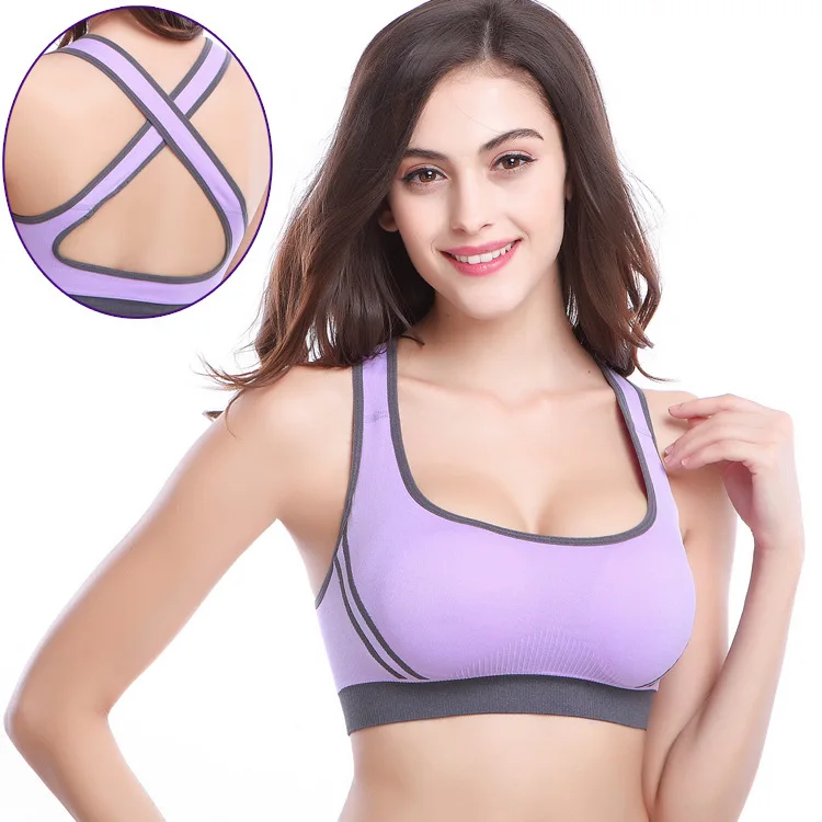 High Stretch Breathable Sports Bra Top Fitness Women Removable Padded Sport Yoga Gym Seamless Crop | Спорт и развлечения