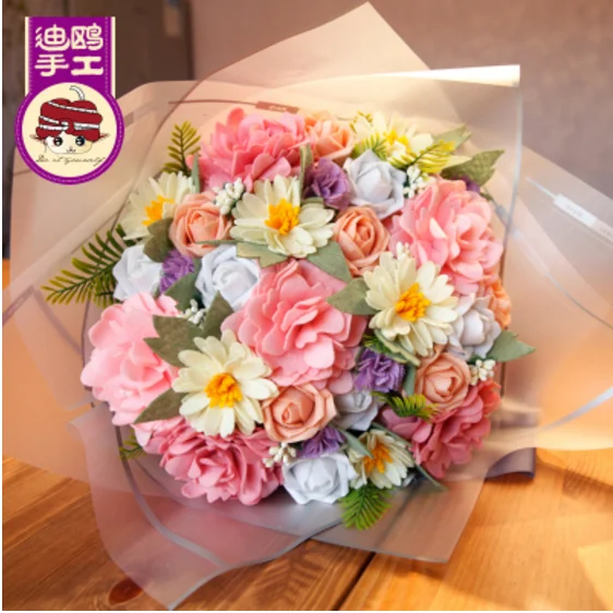 Emulation flower bouquet Felt kit Non-woven cloth Craft DIY Sewing set Handwork Material needlework supplies | Дом и сад
