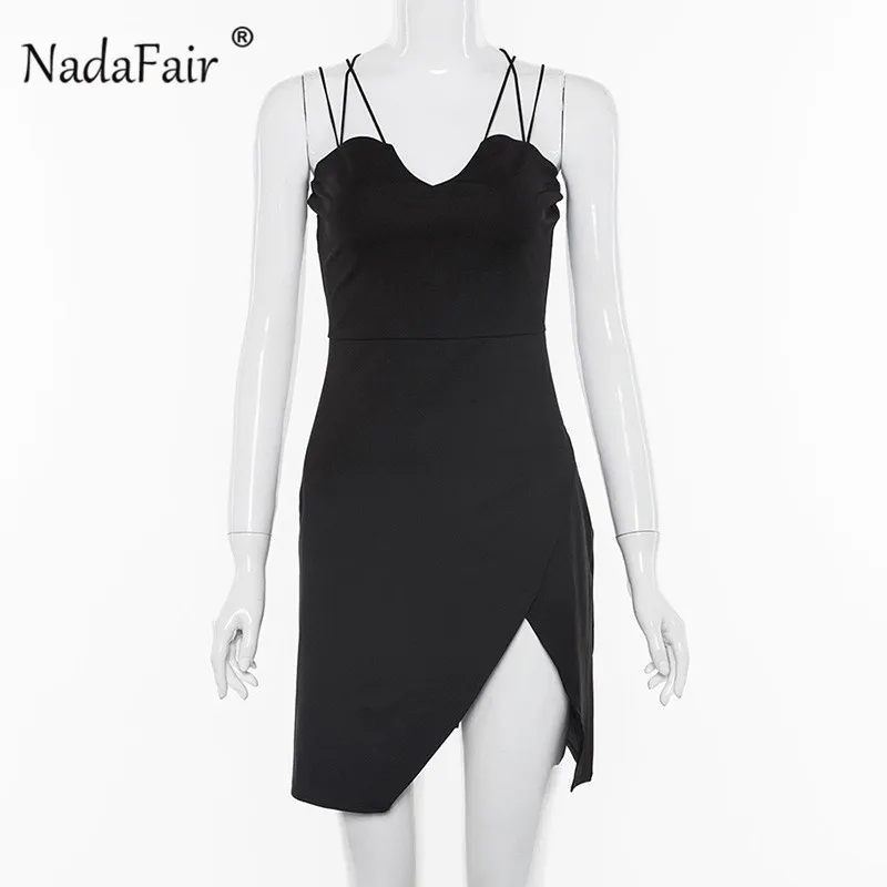 Женское платье с v образным вырезом FSDA черное облегающее разрезом сбоку и