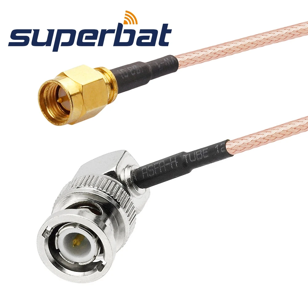 Кабель Superbat с коннектором SMA и штекером BNC прямоугольный ОТРЕЗОК кабеля RG316 30 см|sm