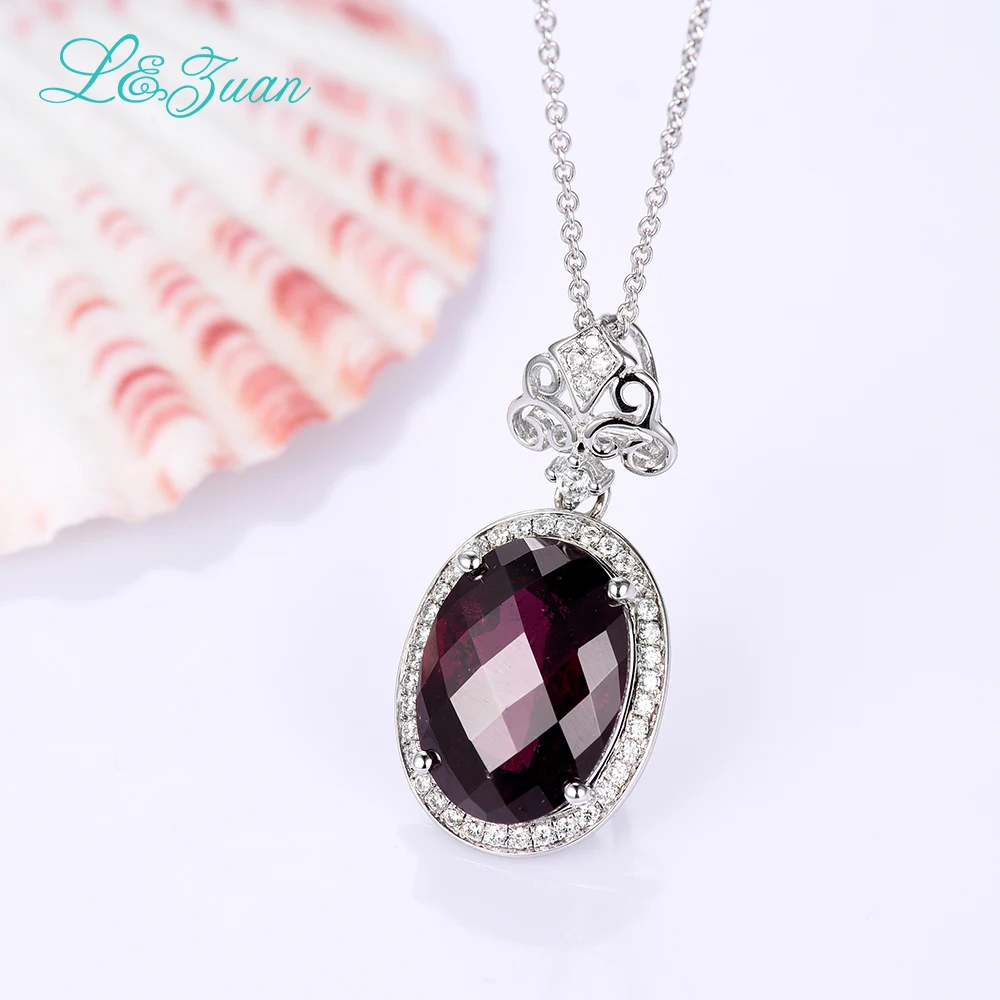 L &amp zuan натуральный 8.35ct гранатовый розовый фиолетовый камень S925 Серебряное