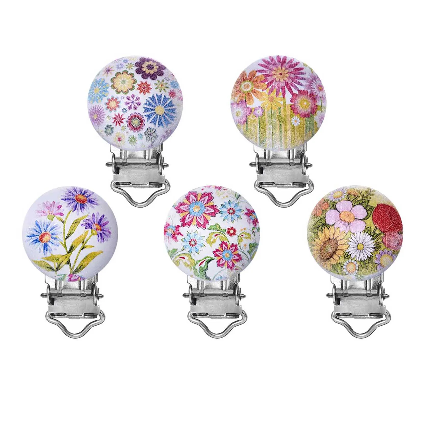 5 шт./партия цветочные принты клипсы для соски металлические держатели смешанные