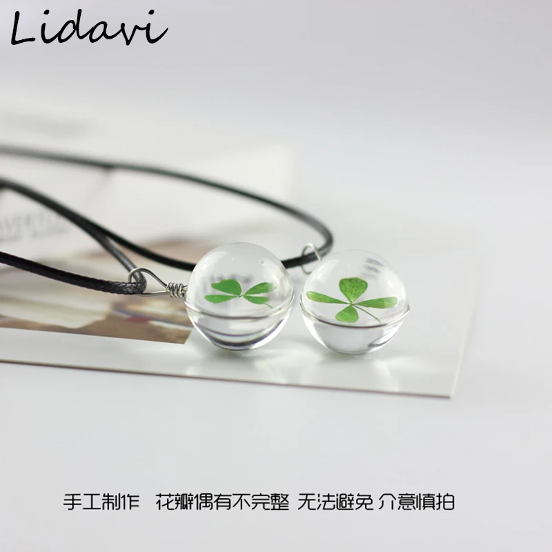 Lidavi ручной работы ожерелье с сушеным цветком Гипсофила купол времени стеклянная