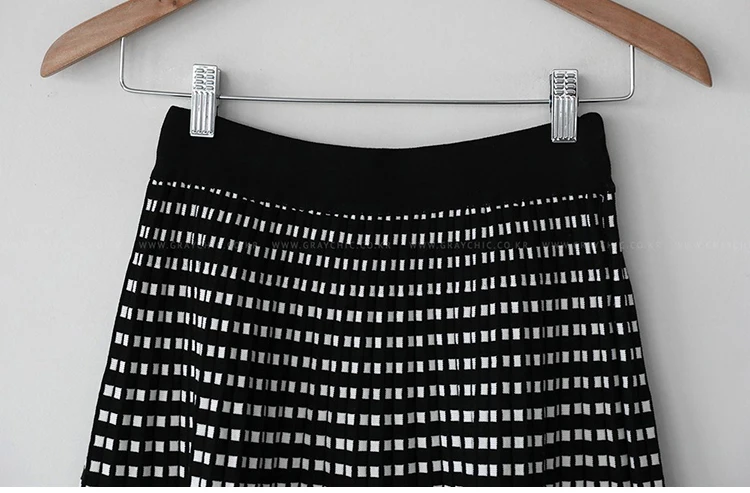 2019 зима осень женские вязаные длинные миди юбки с высокой талией клетчатые