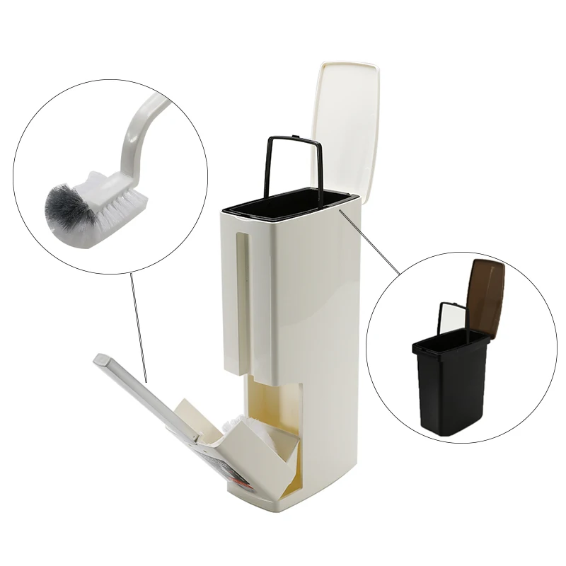 Пластиковая мусорная корзина для ванной комнаты набор с щеткой туалета