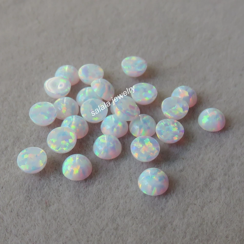 200pcs/lot 4MM Round Opal OP17 Snow White Stone Synthetic Cabochon Fire for Body Piercing Jewelry | Украшения и аксессуары