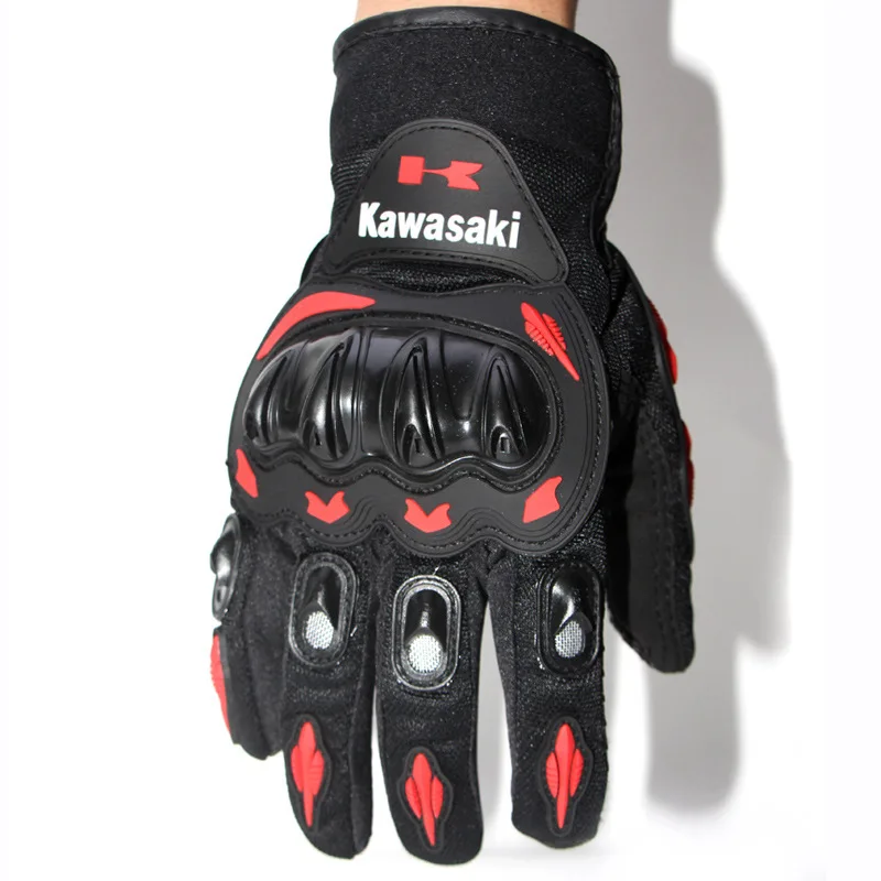 Лето Зима полный палец moto rcycle перчатки Ганц moto luvas moto крест кожа moto rbike guantes мото гоночные перчатки - Цвет: Красный