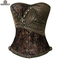 miss moly steampunk corset gothic bustiers boned zipper brown top woman tummy slimming sheath modeling shapewear body shaper