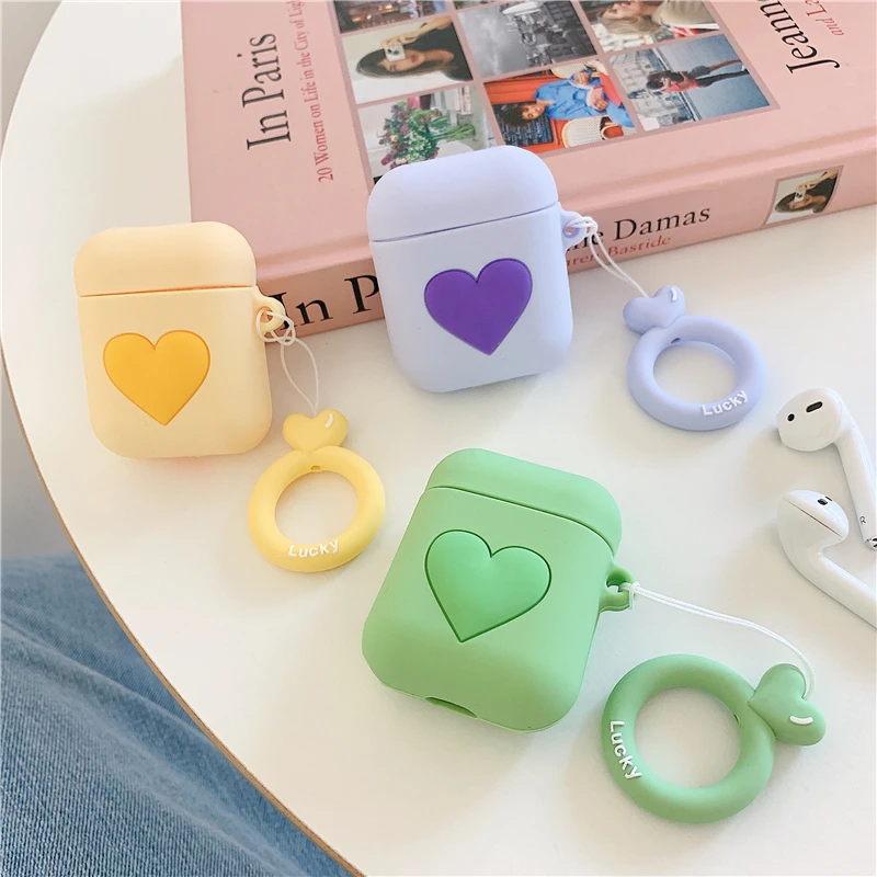 Для AirPods 2 чехол Любовь Сердце шаблон Bluetooth беспроводные наушники чехол для Apple Airpods зарядная коробка Мягкий силиконовый чехол