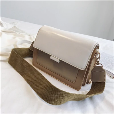 fashion khaki bag Assezsac PU женская модная сумка через плечо от известного бренда на цепочке, женская сумка на плечо с откидной крышкой, широкий плечевой ремень, сумка-мессенджер - Цвет: fashion khaki bag